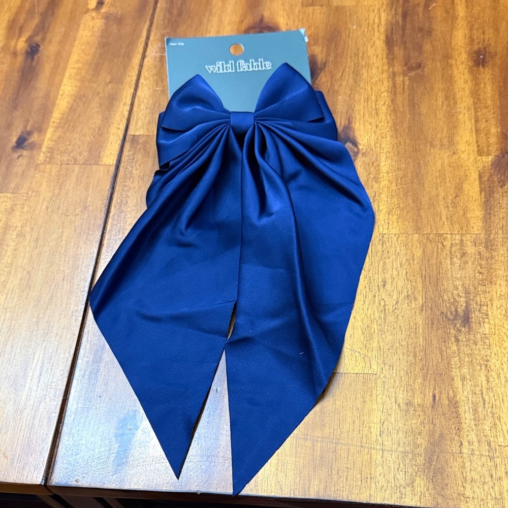 Wild Fable Deep Blue Satin Hair Bow